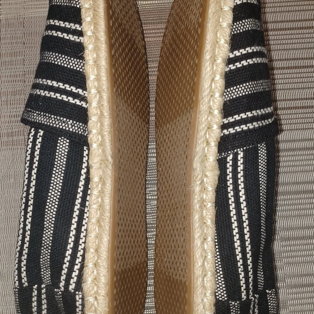 TOMS Shoe Black and White Striped Espadrilles - Picture 8 of 11